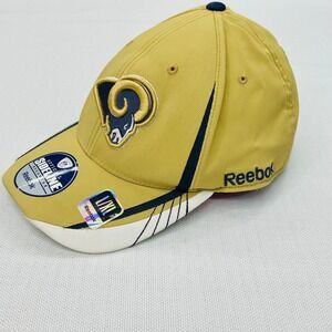 Reebok St Louis Rams NFL Sideline Onfield Hat Gold Navy Flexfit L XL Football